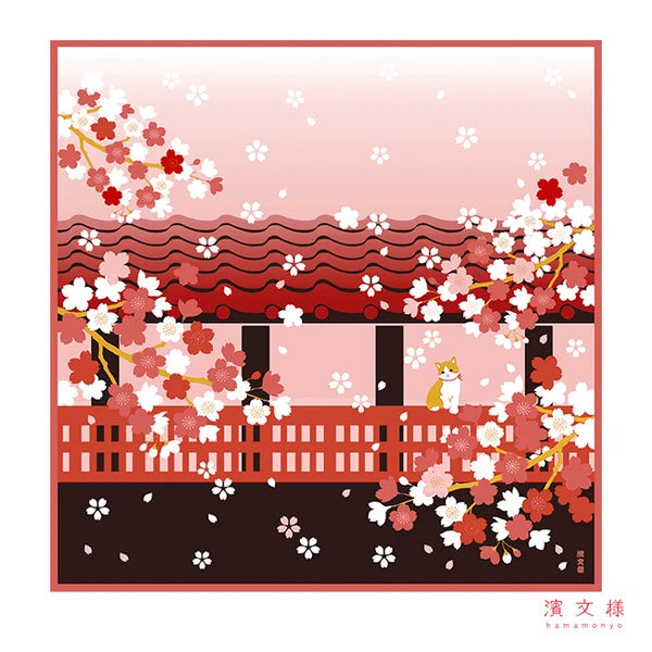 πΈβ¨ Transform Your Space: Exquisite Japanese Furoshiki/Poster πΌοΈ Hanami Cat, Spring in Full Bloom