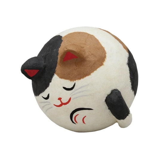 🐱💤 Round Sleeping Kitten – Handmade Washi Paper Ornament ✨