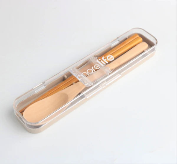 šāØ Elegant Gray Spoon & Chopsticks Set with Wooden Handle š„¢šæ