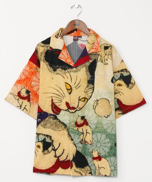 Medium👘Ukiyo-e Inspired Japanese Aloha Shirt🌸BE NEKO