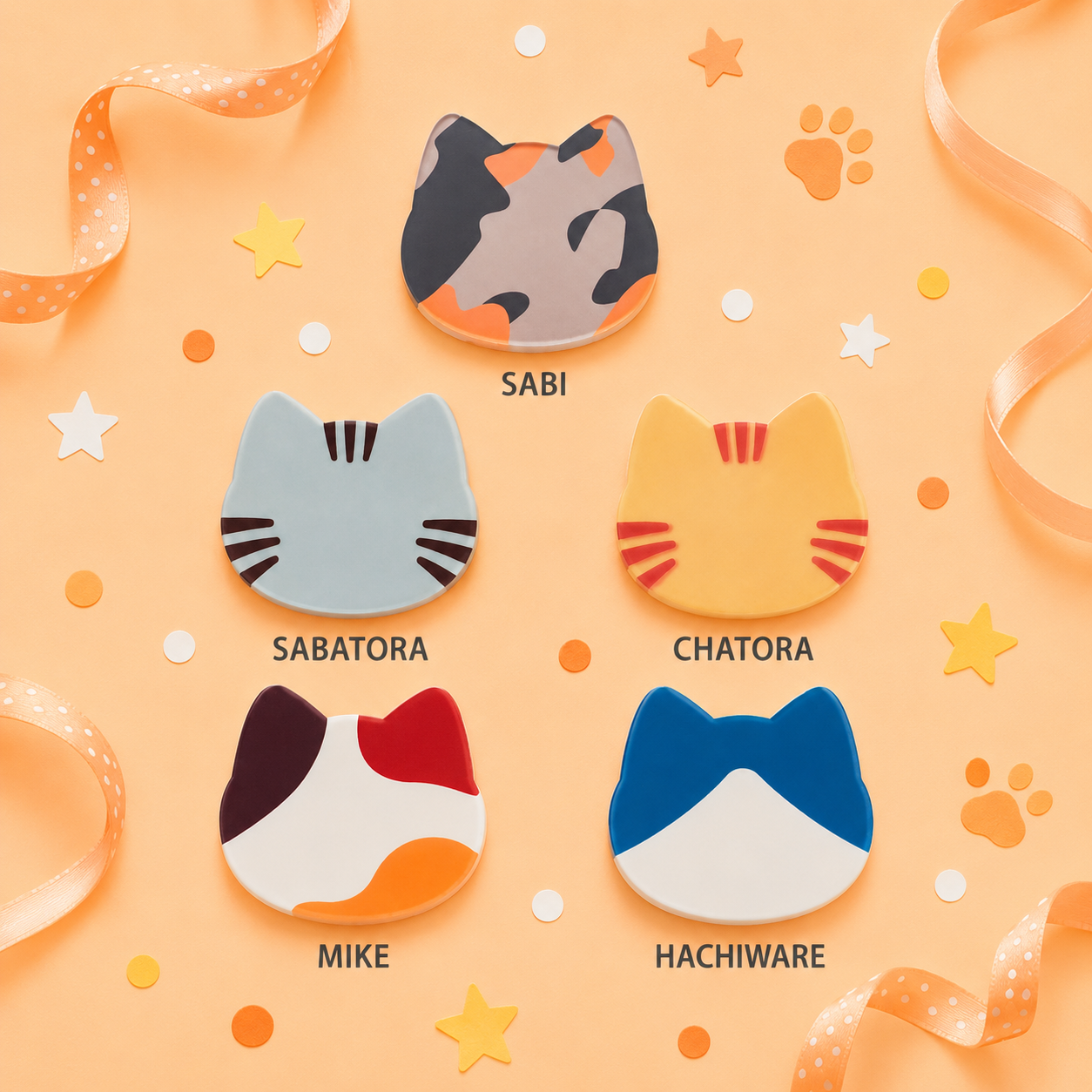 π±β Cat Face Acrylic Coaster β Choose Your Favourite Cat