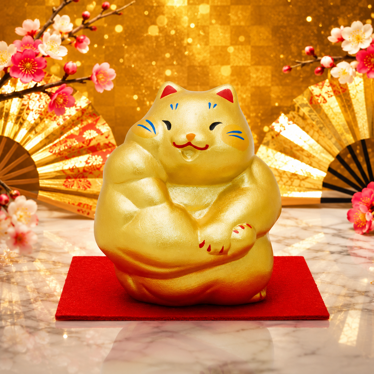 💪Small✨ Golden Macho Cat Ornament: A Unique Charm for Fitness Enthusiasts! 🐱 Side Chest
