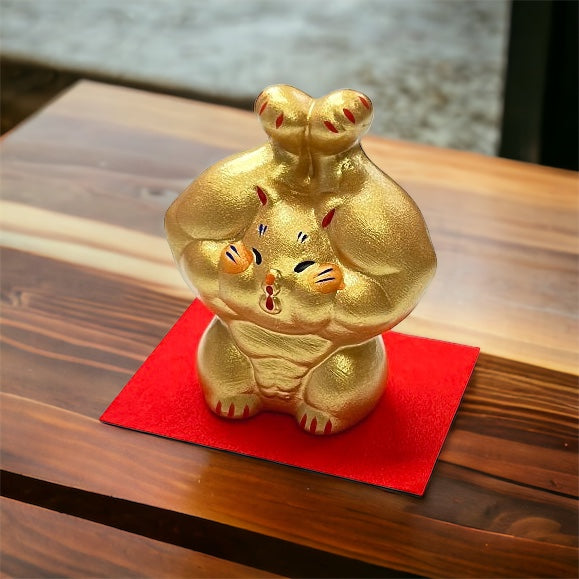 💪Small✨ Golden Macho Cat Ornament: A Unique Charm for Fitness Enthusiasts! 🐱 Both-hands beckoning