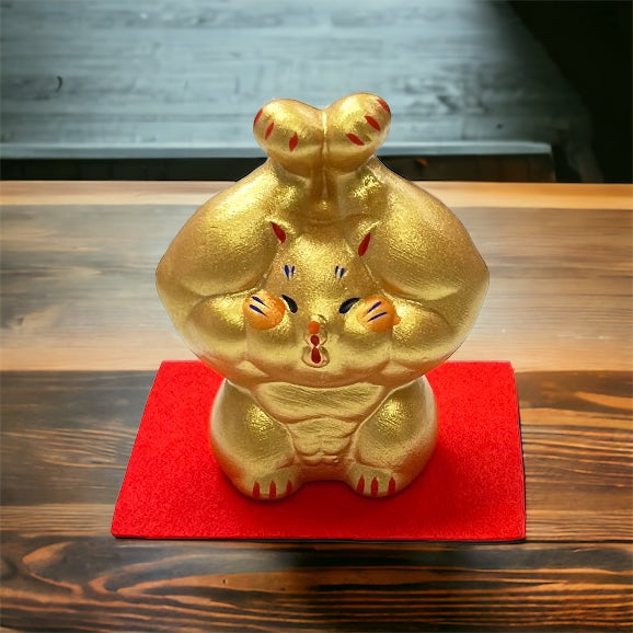 💪Small✨ Golden Macho Cat Ornament: A Unique Charm for Fitness Enthusiasts! 🐱 Both-hands beckoning