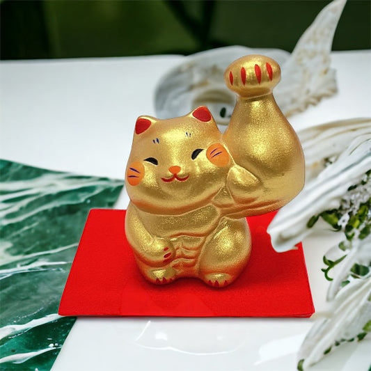 πͺSmallβ¨ Golden Macho Cat Ornament: A Unique Charm for Fitness Enthusiasts! π± Left-hand beckoning