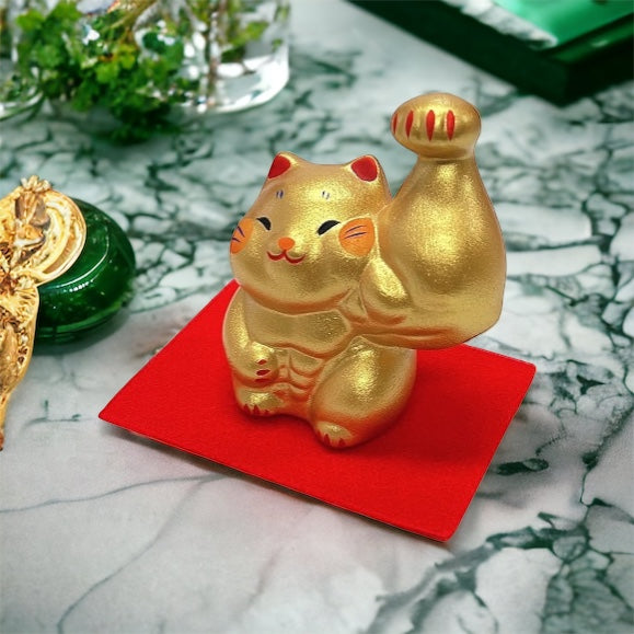 💪Small✨ Golden Macho Cat Ornament: A Unique Charm for Fitness Enthusiasts! 🐱 Left-hand beckoning