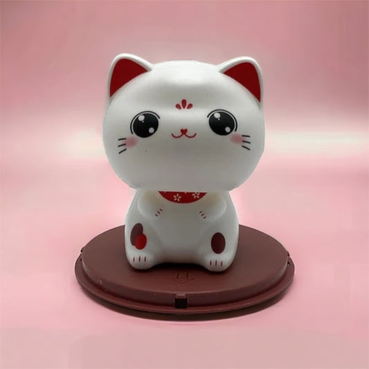 πLargeπ± Solar-Powered Nodding Cat: A Whimsical Touch of Japanese Charm πβ¨ (Eyes open)