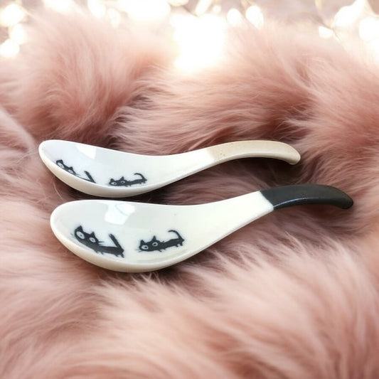 Beige😻Black Cat Porcelain Spoon – Versatile & Adorably Unique