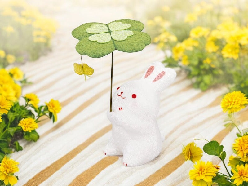 π°β¨ Charming Rabbit and Clover Figurine: A Touch of Luck and Elegance πβ¨ Chirimen Rurun