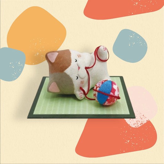 🌟🐱💤 Soundly Sleeping Cat On Tatami Japanese Paper Handcraft Item 🎁🎨 Falling asleep unintentionally