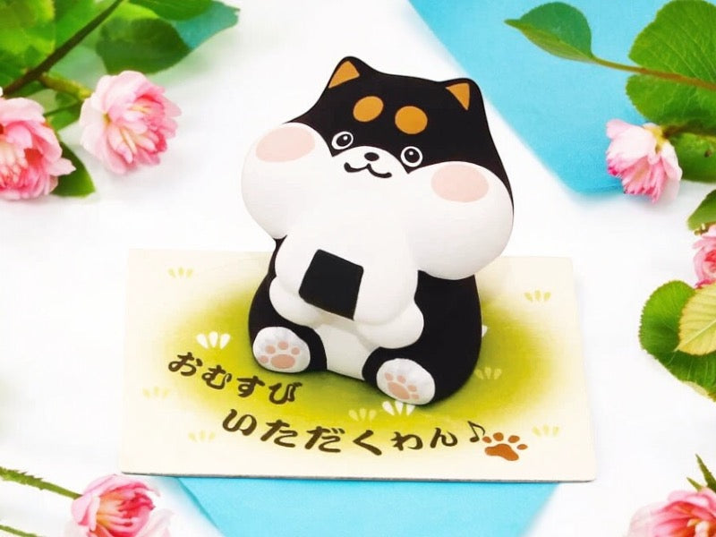 πΎπ Adorable Handcrafted Black Shiba Inu Ornament with Omusubi