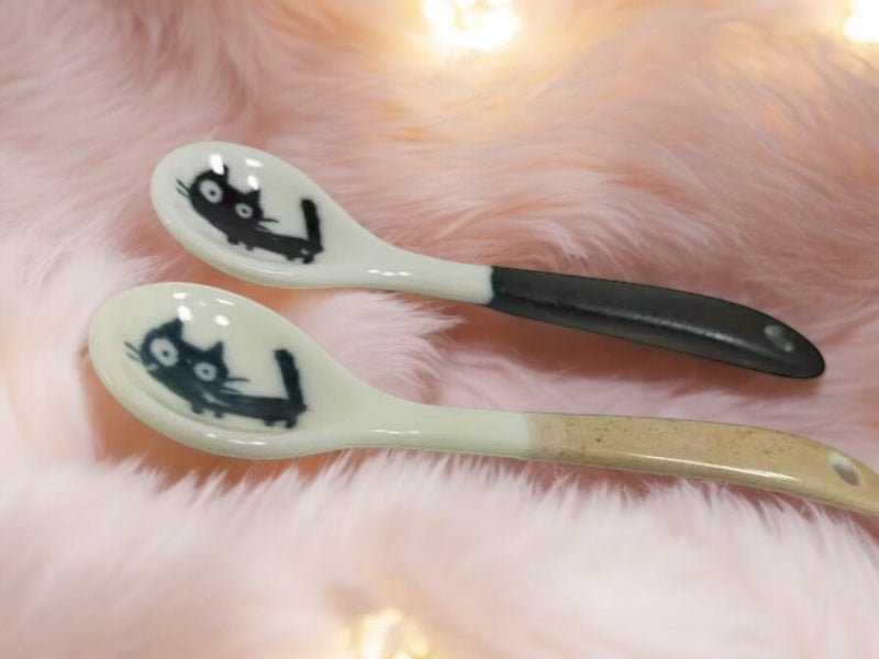Black 🐾 Charming Black Cat Porcelain Spoon – Add a Touch of Magic to Your Tea Time!
