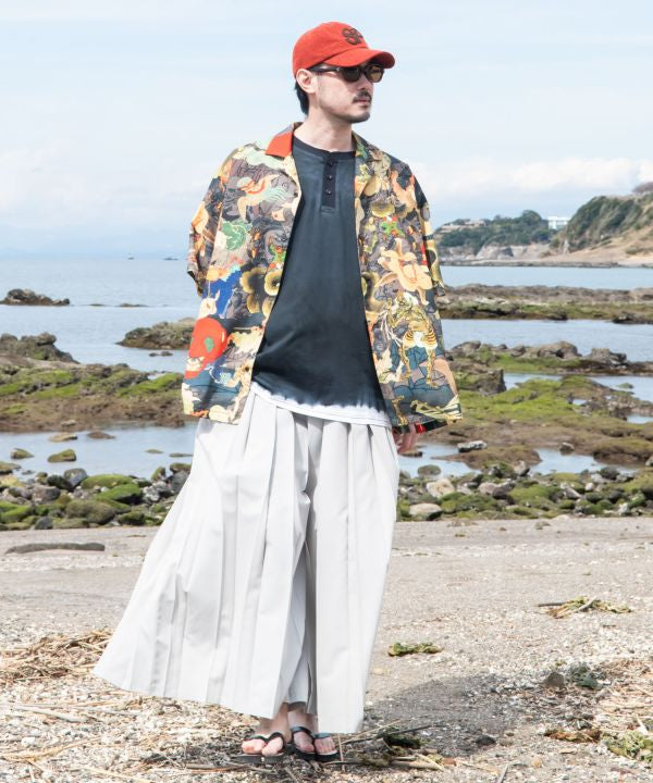 🎨 Wild Harmony – Open-Collar Shirt with Collaged Ukiyo-e Creatures🎨Ghost