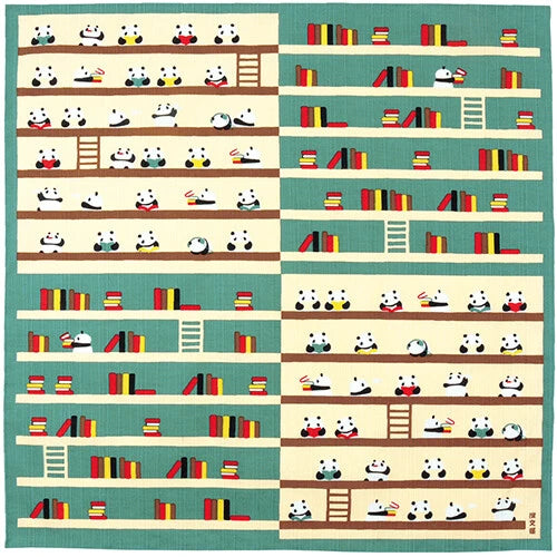 πΈβ¨ Transform Your Space: Exquisite Japanese Furoshiki/Poster πΌοΈ "The Panda's Library"