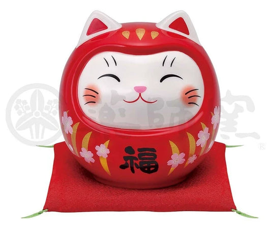 🐱🌟 Daruma Cat Coin Bank – A Touch of Fortune for Your Home! 💴🍒Medium size Red