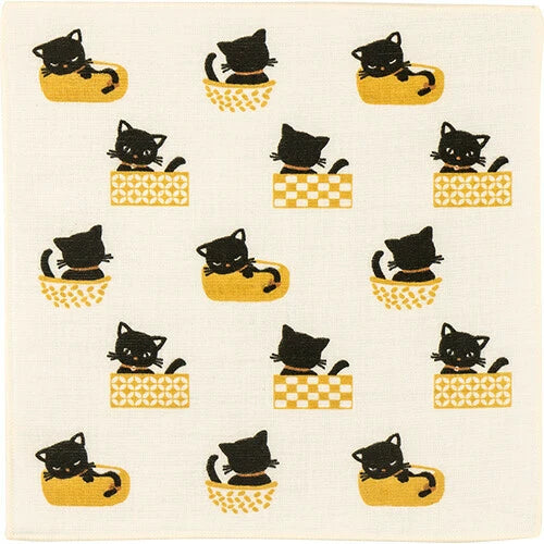 Towel Handkerchief - Made in Japan Black cat