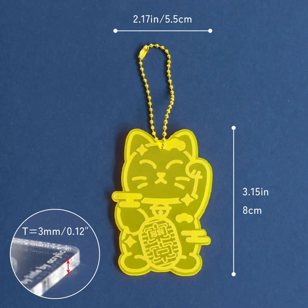 π± Neon Lucky Cat Acrylic Keychain β Eye-Catching & Full of Charm! πβ¨