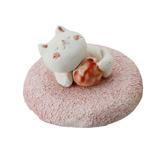 🐱💤 Handmade Cat Incense Holder – Relaxing Napping Kitty Art Piece 🌸🕯️