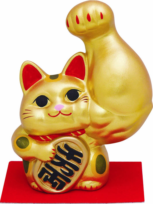 🌟Left paw raised💪 Golden Macho Maneki-neko: Boost Your Fortune! 💰🐱