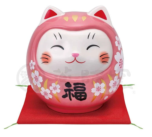 🐱🌟 Daruma Cat Coin Bank – A Touch of Fortune for Your Home! 💴🍒Large size Pink