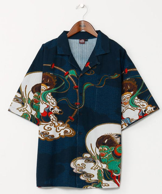 Medium👘Ukiyo-e Inspired Japanese Aloha Shirt🌸Nv Furai