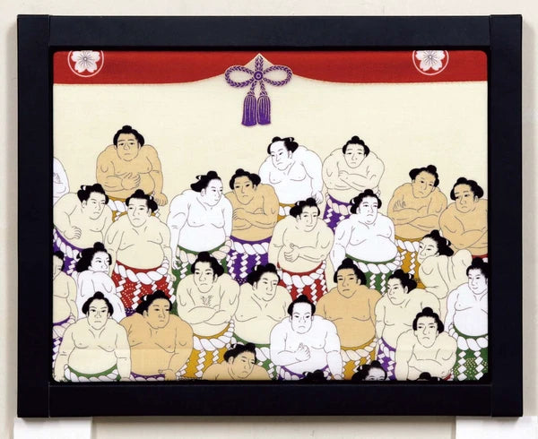 Poster🌟🤼♂️ Sumo Elegance: Kyosai Handkerchief Art 🎨