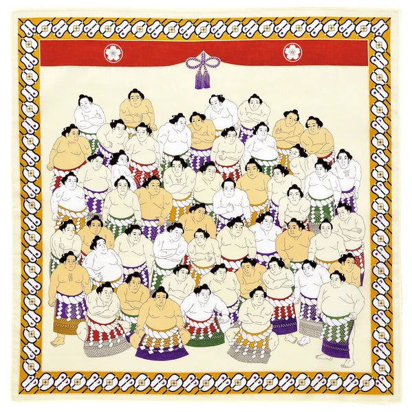 Poster🌟🤼♂️ Sumo Elegance: Kyosai Handkerchief Art 🎨