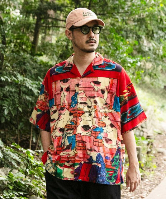 Large👘Ukiyo-e Inspired Japanese Aloha Shirt🌸