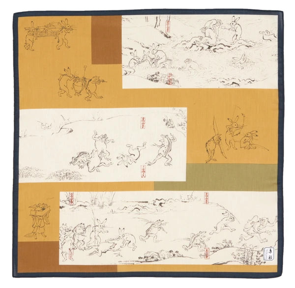 Poster Elegance Redefined: Frolicking Art Handkerchief in Paper Frame 🖼️✨