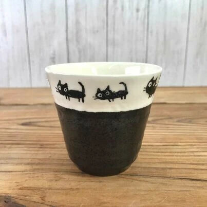 🐈⬛ Black Cat Yunomi Tea Cup – Now in Two Colors! 🍵✨ 200cc Yunomi