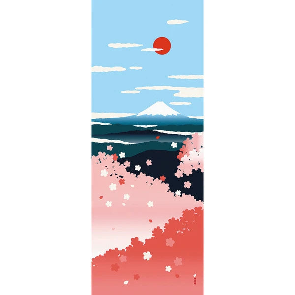 🏠 Essential 'Tenugui' for Every Home! ✨ Early Blooming Cherry Blossoms & Mt. Fuji