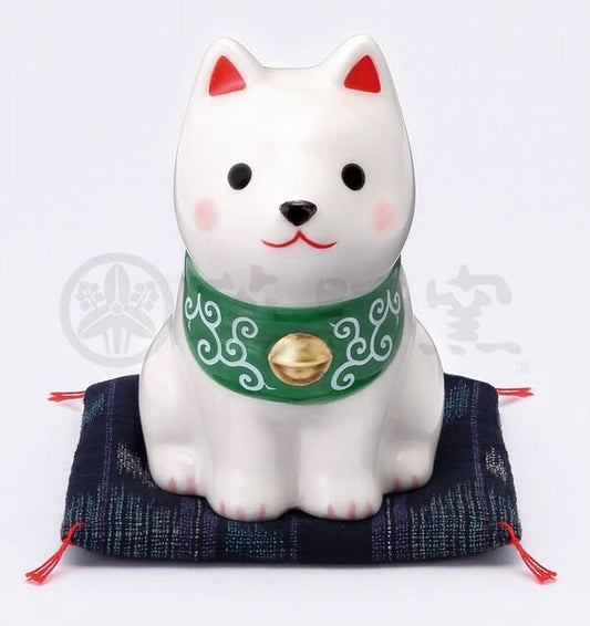 🐕🎐 Shiba Inu Sitting Ceramic Ornament – 7.5 cm White