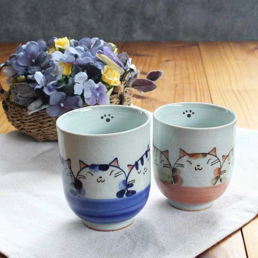 🍵🐱 Hand-Painted Seto Ware Cat Yunomi Tea Cup Gururi