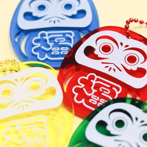 ✨ Neo Pop Daruma Lucky Acrylic Keychain – Choose Your Colour