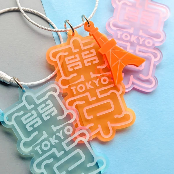 🗼✨🇯🇵 TOKYO Acrylic Keyring with Tokyo Tower Charm