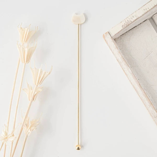 🐱✨ Gold Cat Charm Stirrer – Made in Japan