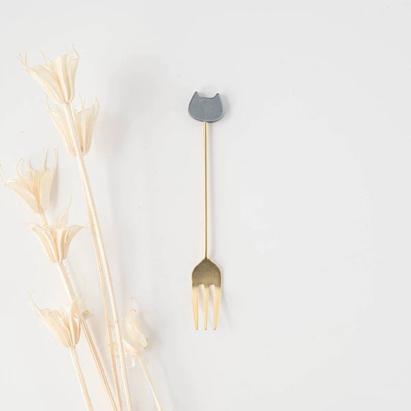 🐱FORK✨ Gold Cat Charm Cutlery – Made in Japan