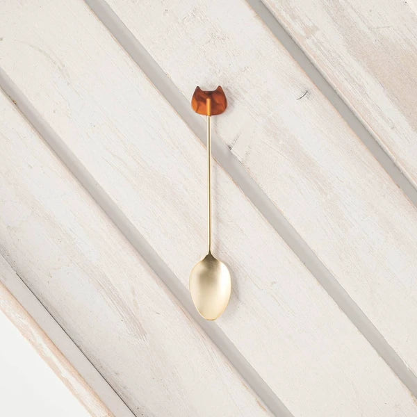 🐱 SPOON✨ Gold Cat Charm Cutlery – Made in Japan