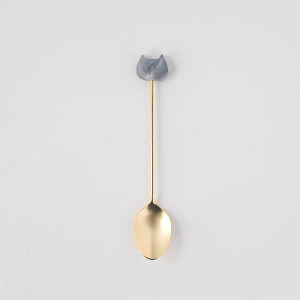 🐱 SPOON✨ Gold Cat Charm Cutlery – Made in Japan