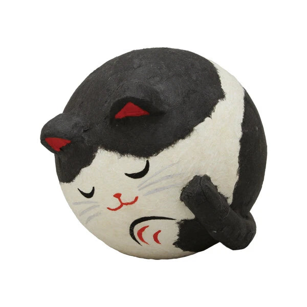 🐱💤 Round Sleeping Kitten – Handmade Washi Paper Ornament ✨