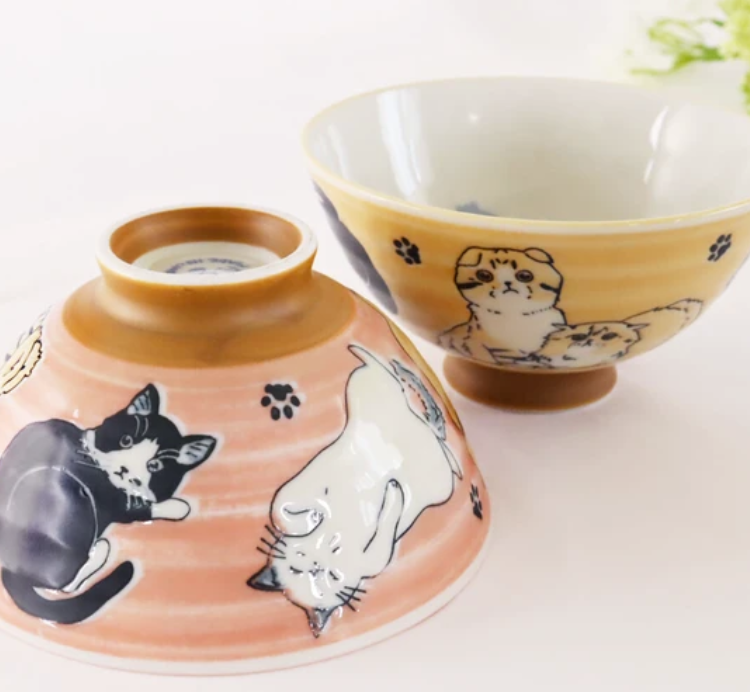 🐱🍚 Made in Japan Cute Cat Rice Bowl Pink