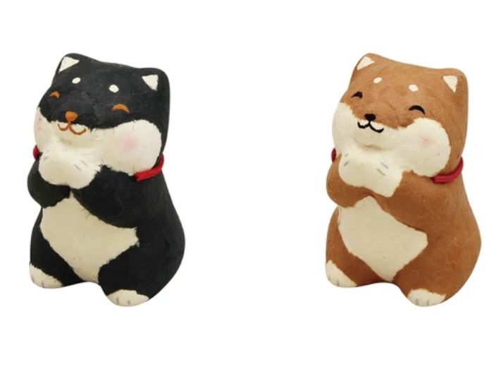 🐕🙏 Handmade “Onegai” Shiba Inu Washi Ornament – Made in Japan
