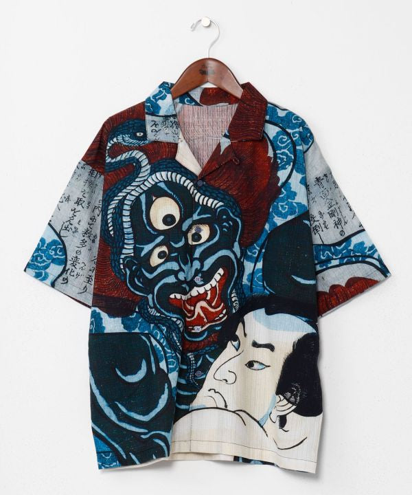 Medium👘Ukiyo-e Inspired Japanese Aloha Shirt🌸DKBL SUMOU