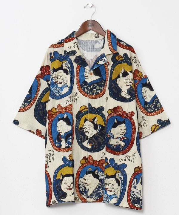 Large👘Ukiyo-e Inspired Japanese Aloha Shirt🌸