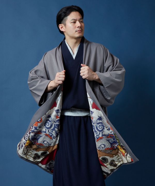 👹 Ankoku Ura Kimono Haori 👹Gray Tattoo Wabori