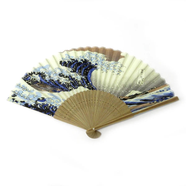 🌸 Kanagawa Okinonoura Silk Fan - Elegance in Every Breeze 🌊