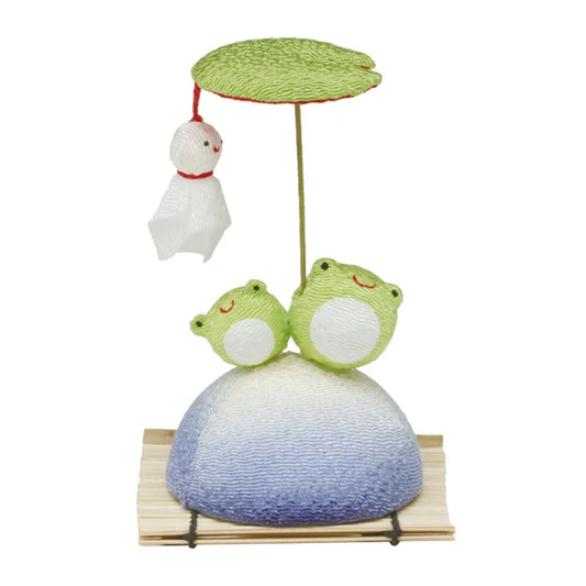 Handmade Chirimen Rain-Shelter Frogs ☔🐸