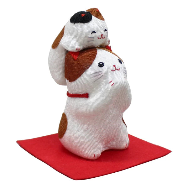 🐱 Lucky Chirimen Cat Ornament with Kitten ✨