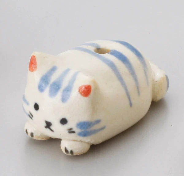 Whimsical Cat Incense Holder Blue