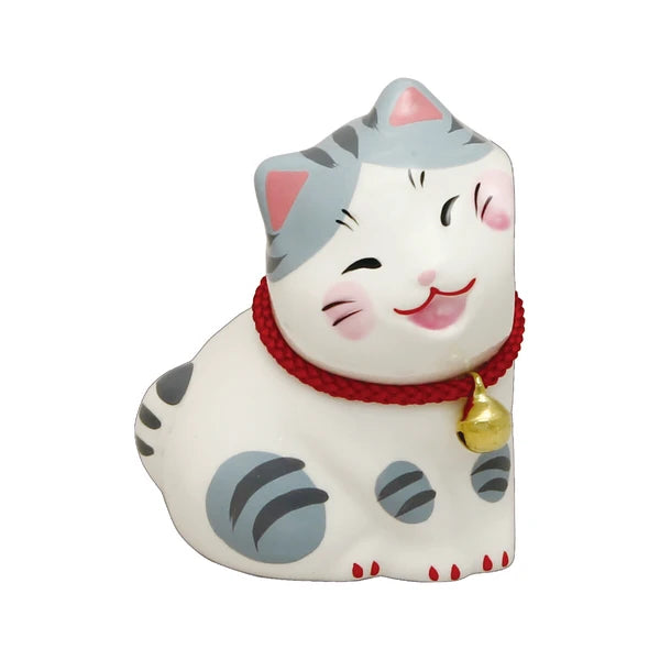 🐱💕 Cheek-Rubbing Cat Ornament – Cute Ceramic Gray Cat